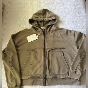 Aelfric Eden Taupe Zip-Up Hoodie NEW